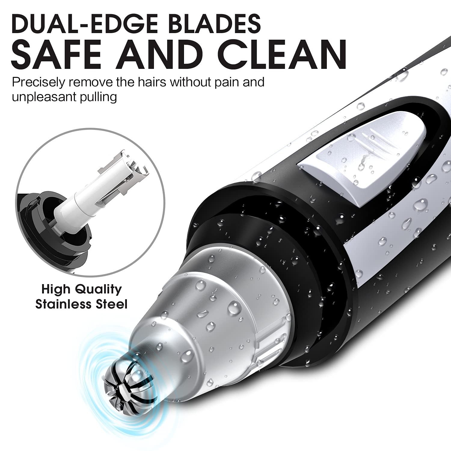 Professional Black Painless Electric Cordless Rechargeable Ear Nose Facial