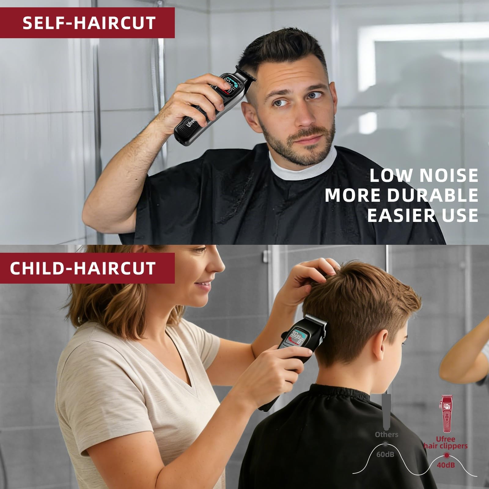 Ufree Hair Clippers for Men, 9000 RPM Brushless Motor, DLC Blades, 5 Speeds