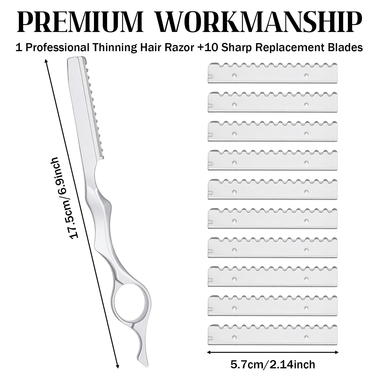 Hair Razors for Cutting Hair, 6.9″ Stainless Steel Thinning Razor Silver