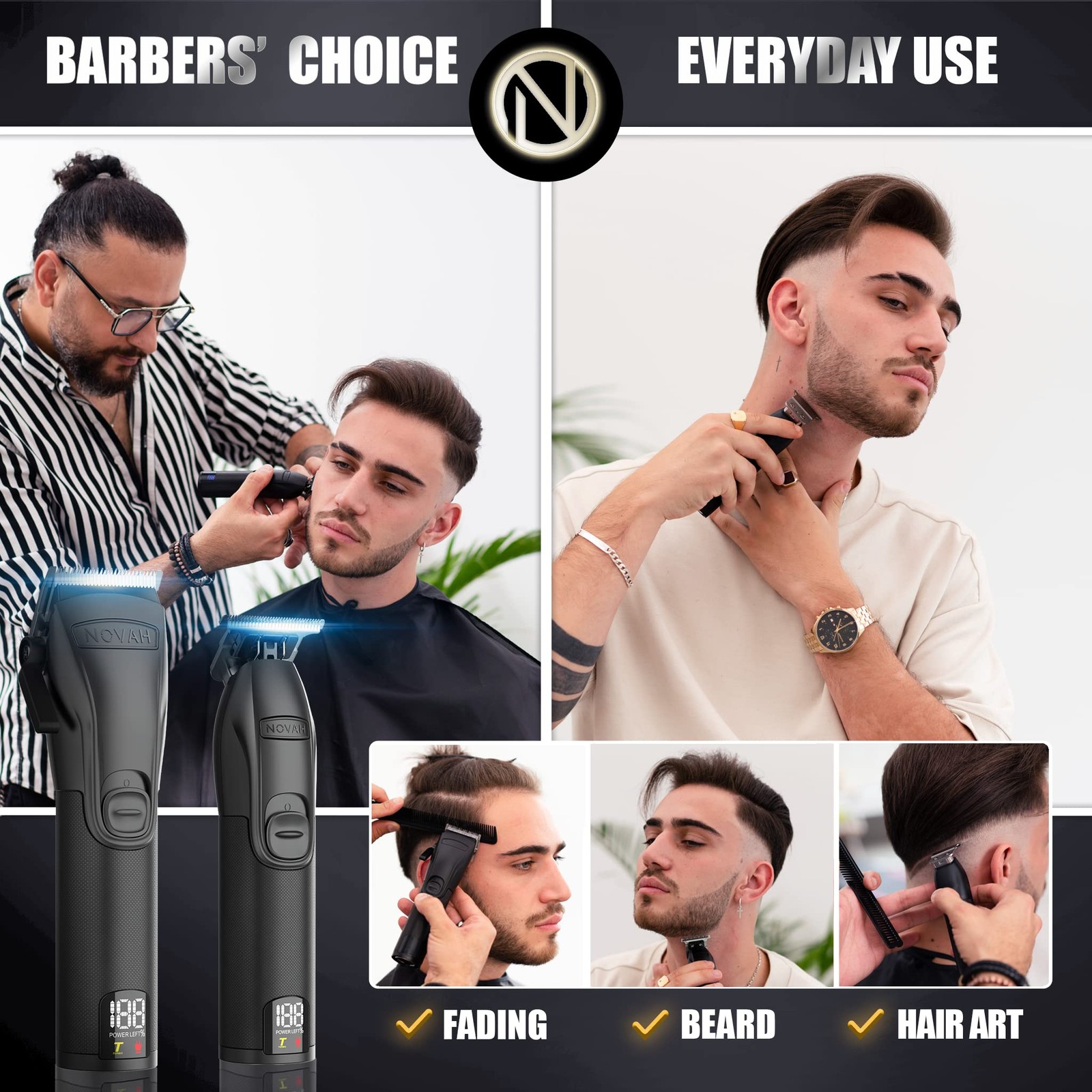Professional Hair Clippers for Men Barber Trimmer Cordless Haircut Kit