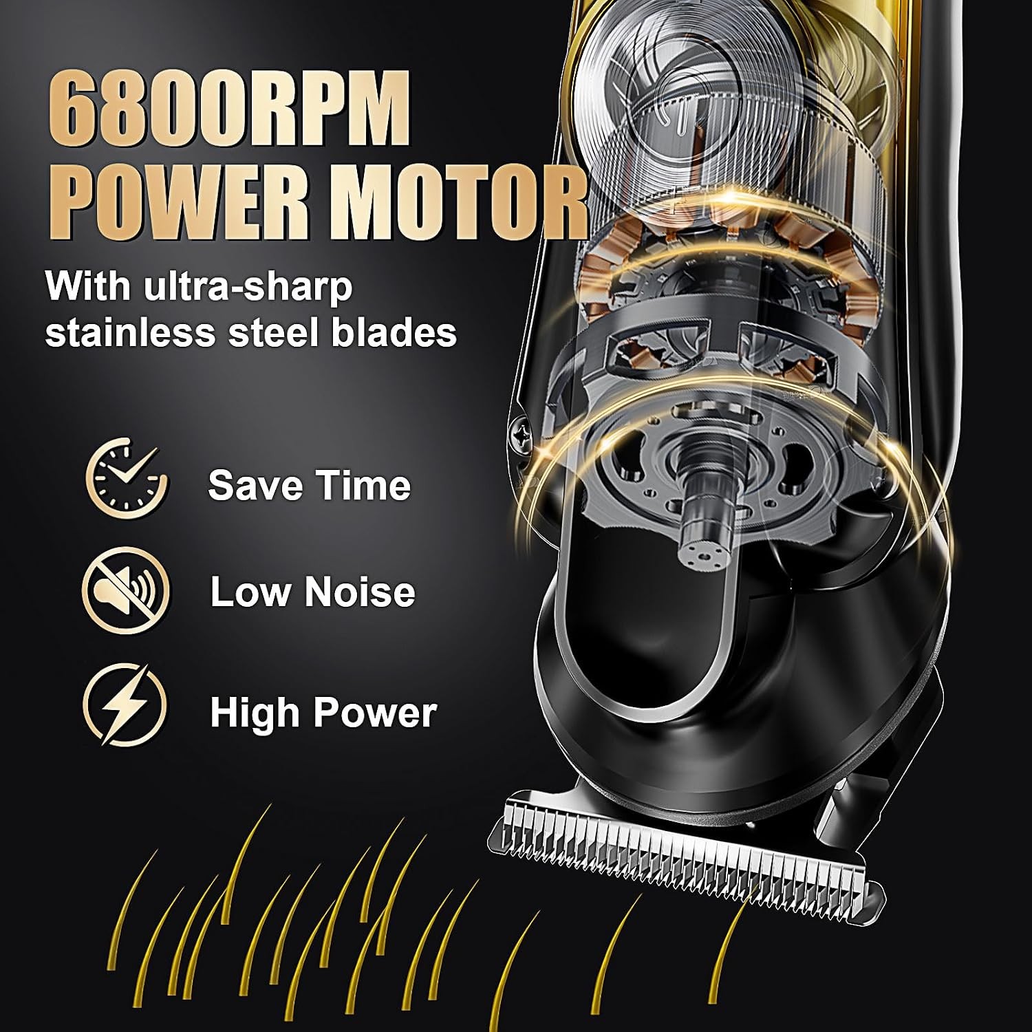 Men’s 6-in-1 Hair Clipper & Beard Trimmer Kit, IPX6 Waterproof