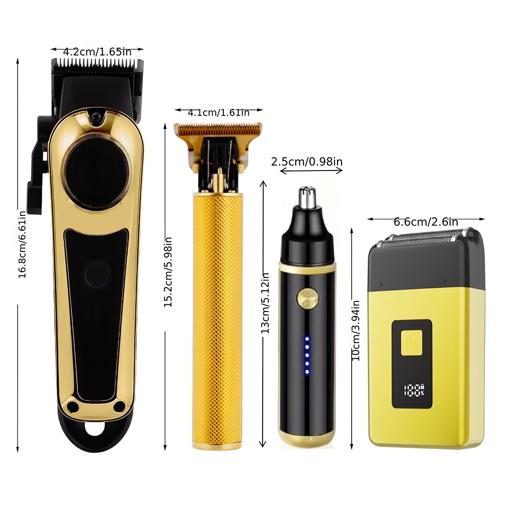 Professional Cordless Hair Clippers and Trimmers 4 in 1 Grooming Kit for Men
