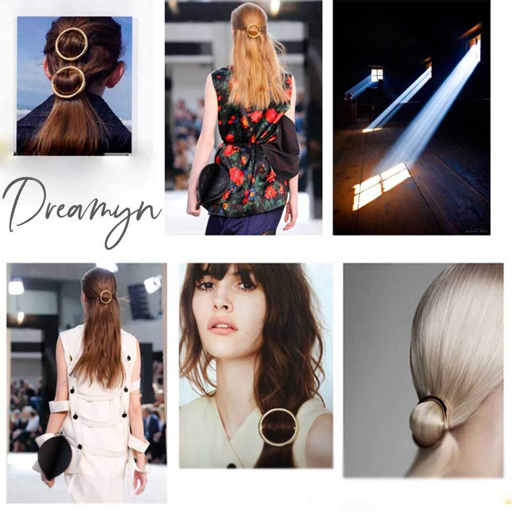 Dreamyn Round Hair Clips Hollow Circle Barrettes Fashion Gold,Silver