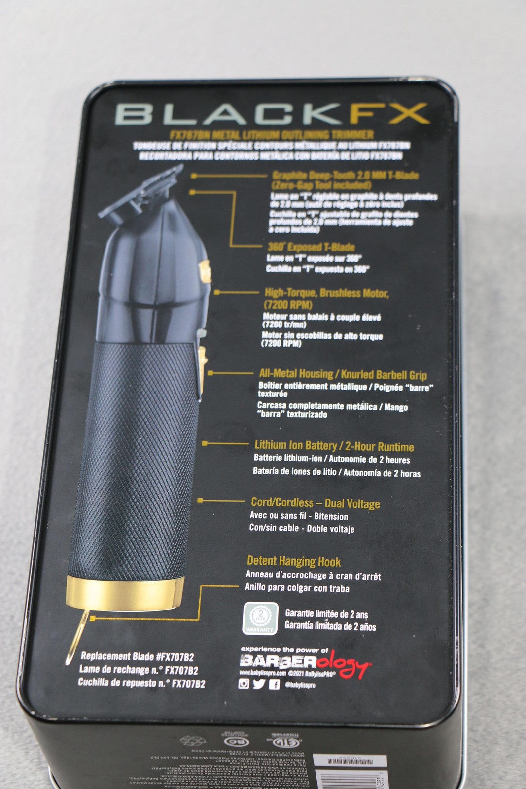 BaByliss PRO BlackFX FX787BN Cordless Trimmer Exposed T-Blade Gold Blades Kit