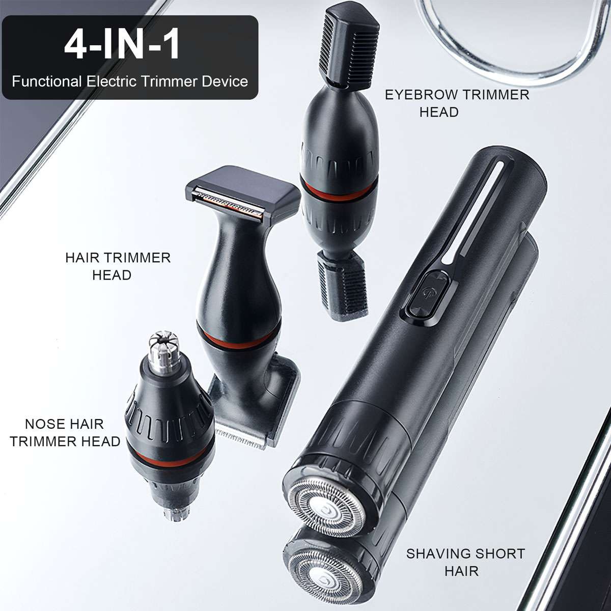 4 In 1 USB Rechargeable Nose Hair Trimmer Beard Electric Shaver Cordless Clipper