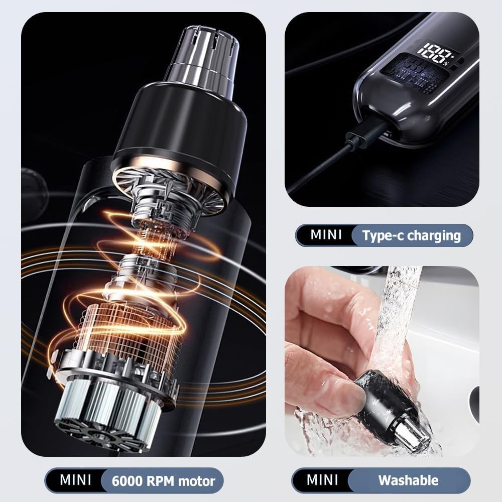Smart Electric Nose Hair Trimmer Portable Nose EarClippers LED Digital Display