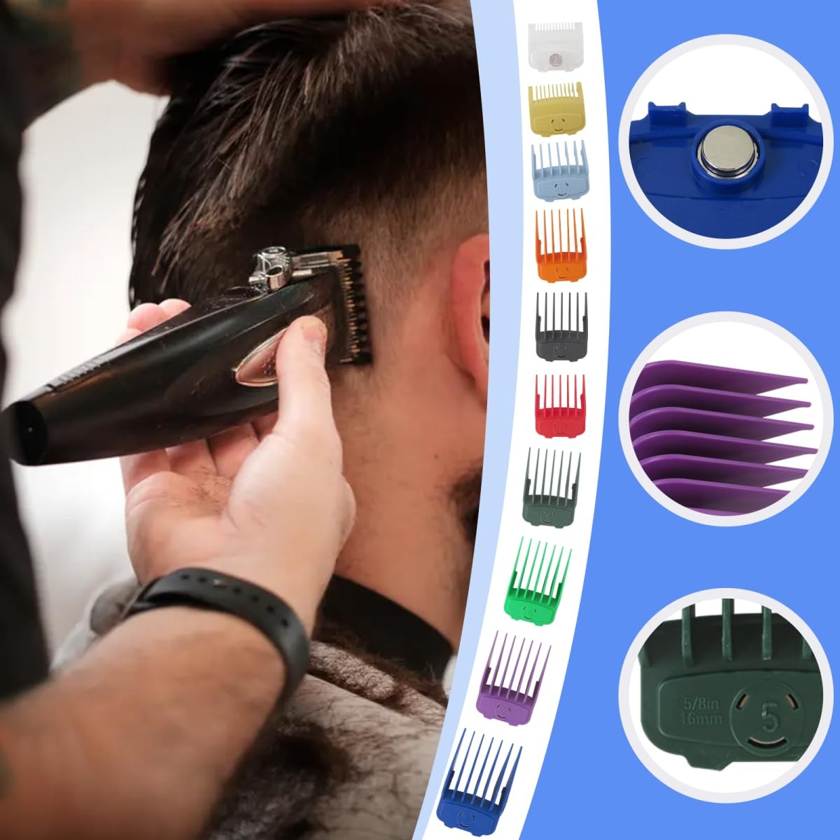 Qblahip 10-Pack Magetic Clipper Guards Set for Baby*liss Pro FX870/ FX825 Ser…