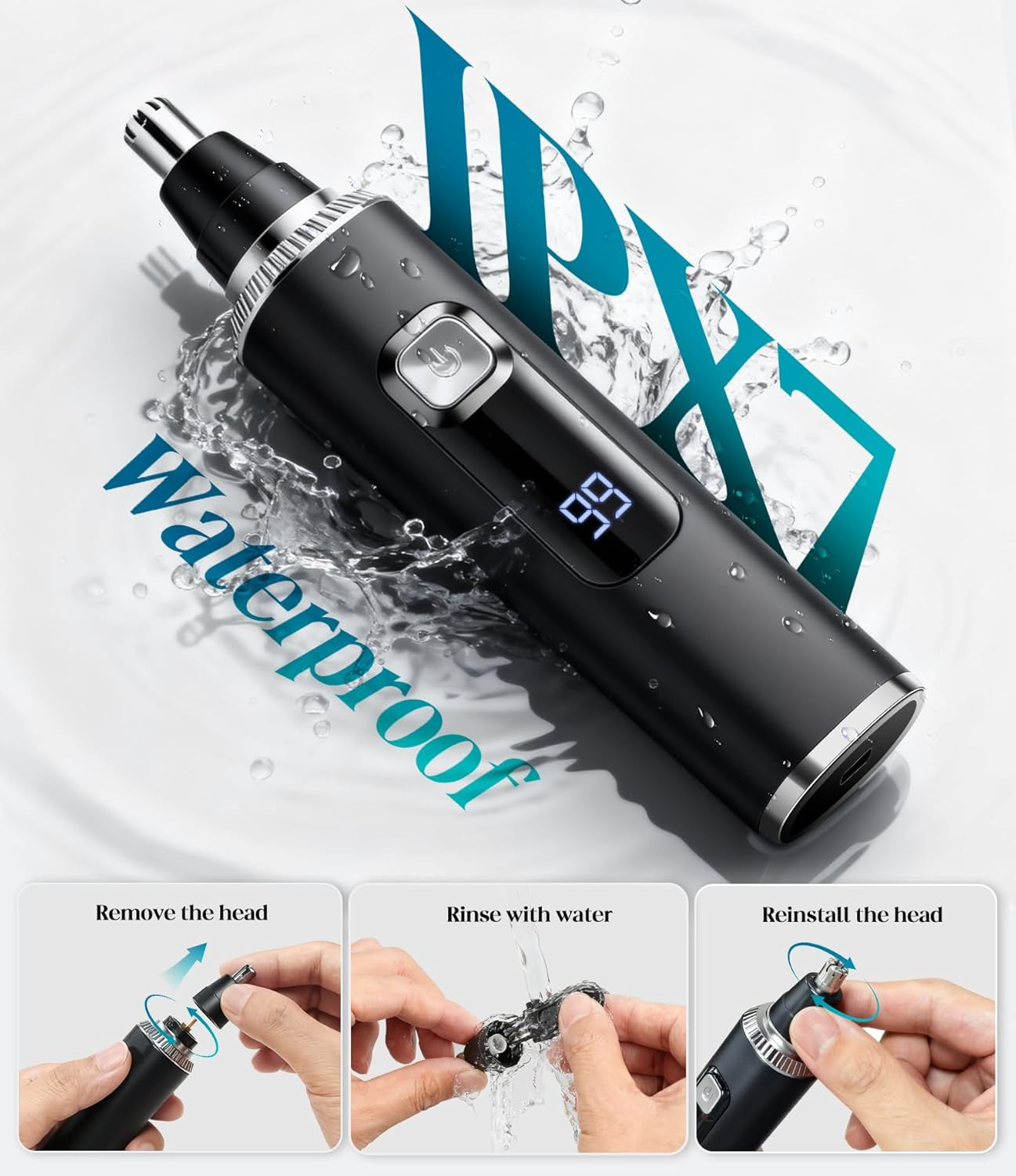 Nose Hair Trimmer for Men and Women, Type-C Rechargeable Precision Groomer with