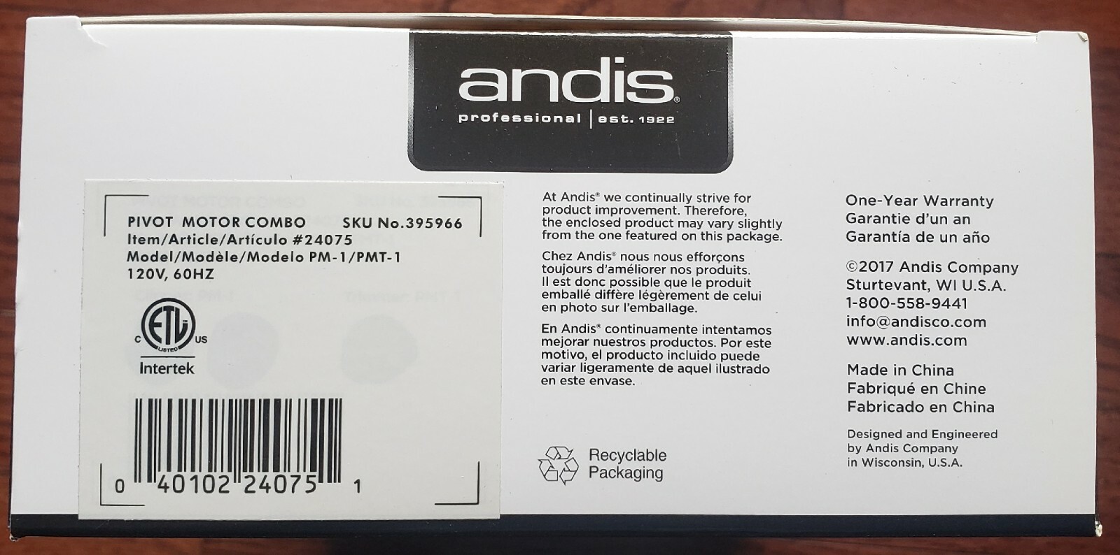 Andis Pivot Motor Clipper & Trimmer Combo and Guides w/Blade Brush