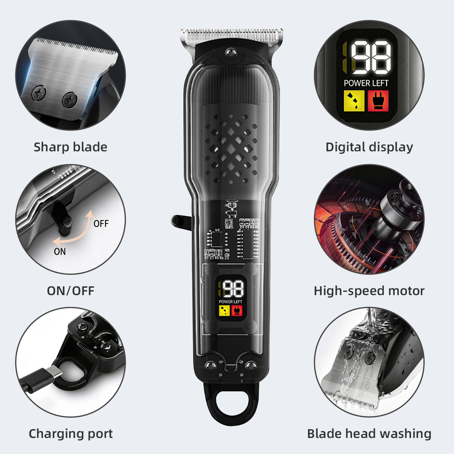 Professional Hair Clippers for Men, Cordless Barber Clippers and Trimmer Set US