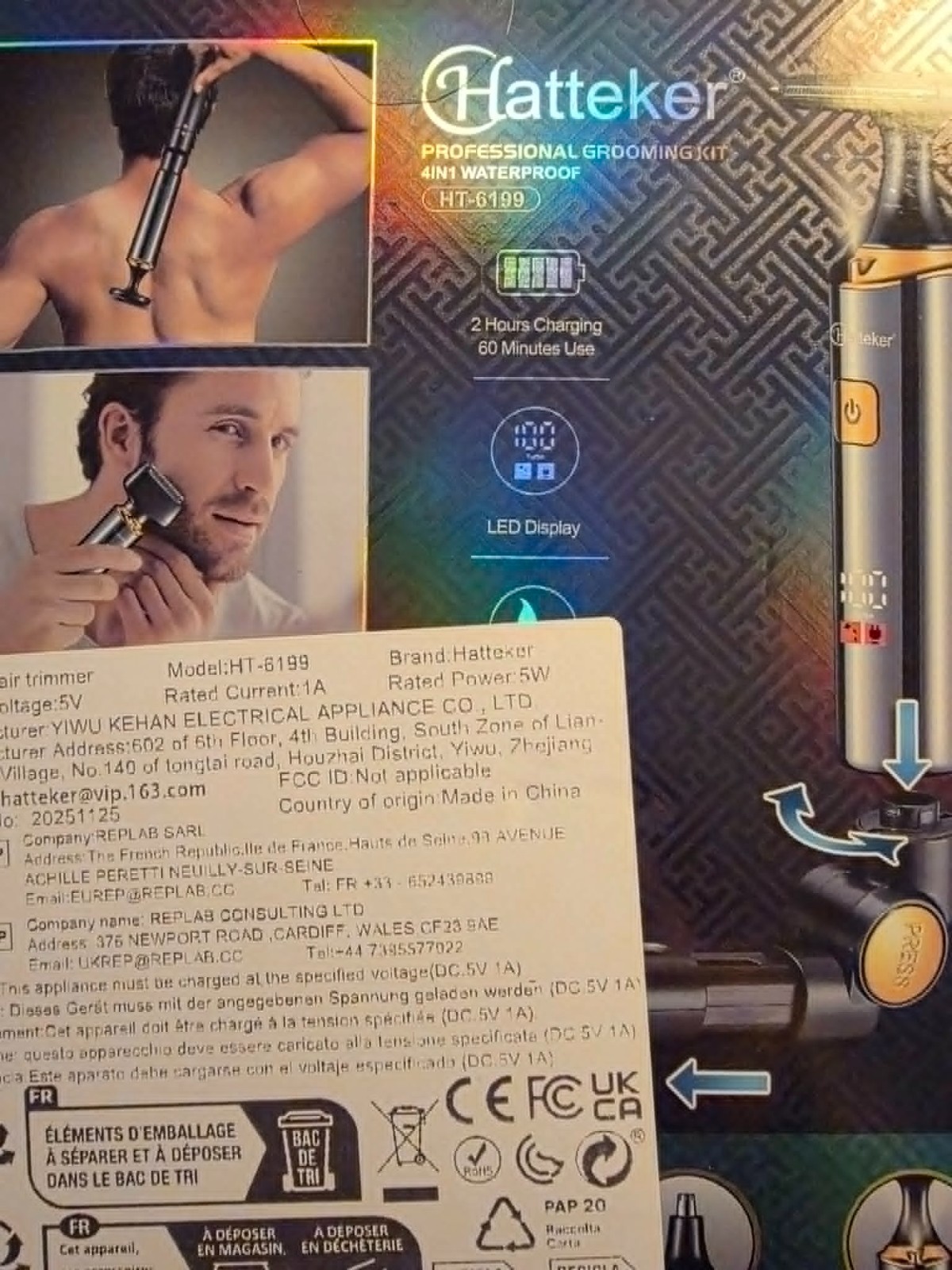 Hatteker HT‑6199 Professional Grooming Kit – 4‑in‑1 Waterproof – NEW in Box $10