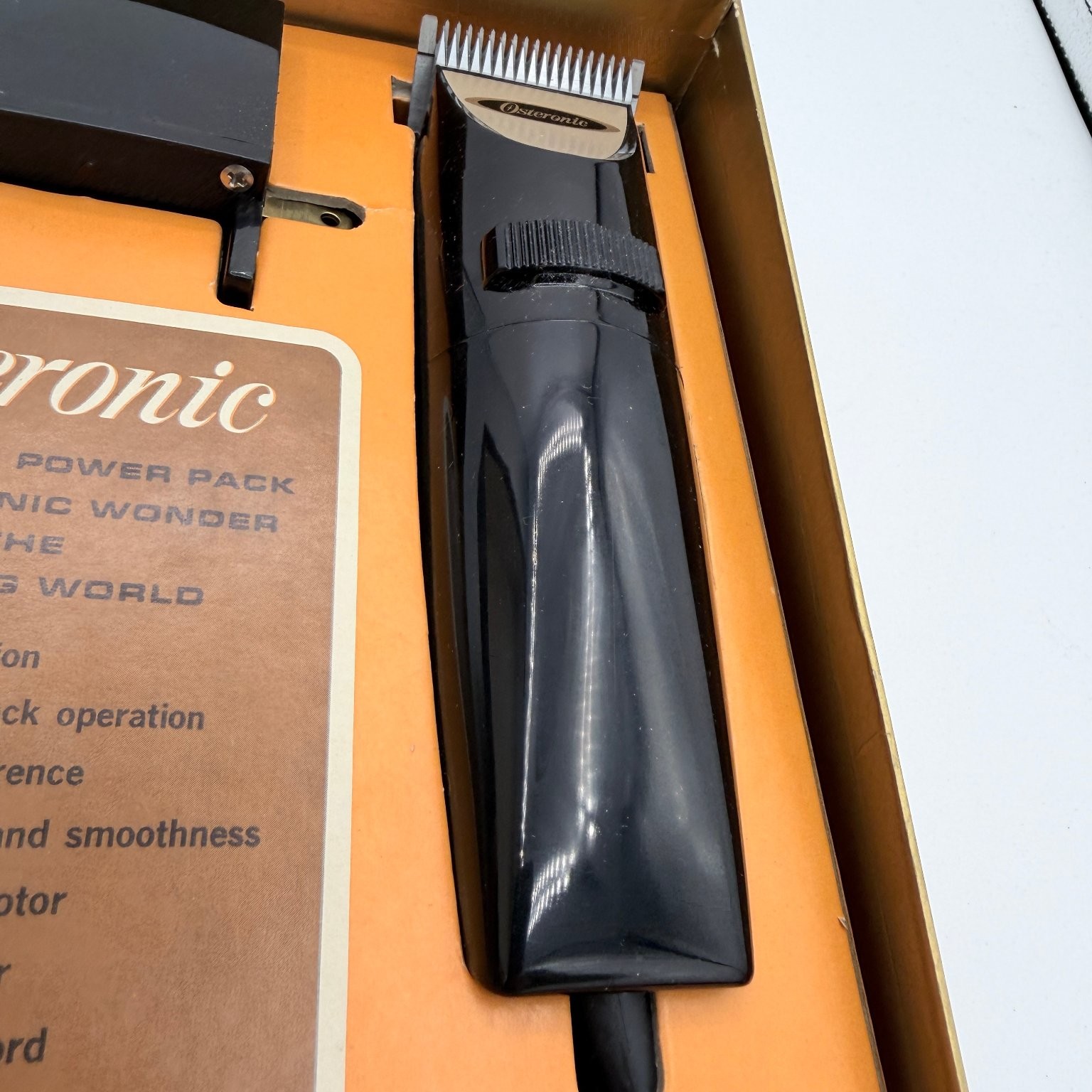 Vintage 1965 Oster Osteronic 77 Barber Hair Clipper Power Pack In Box Blades USA