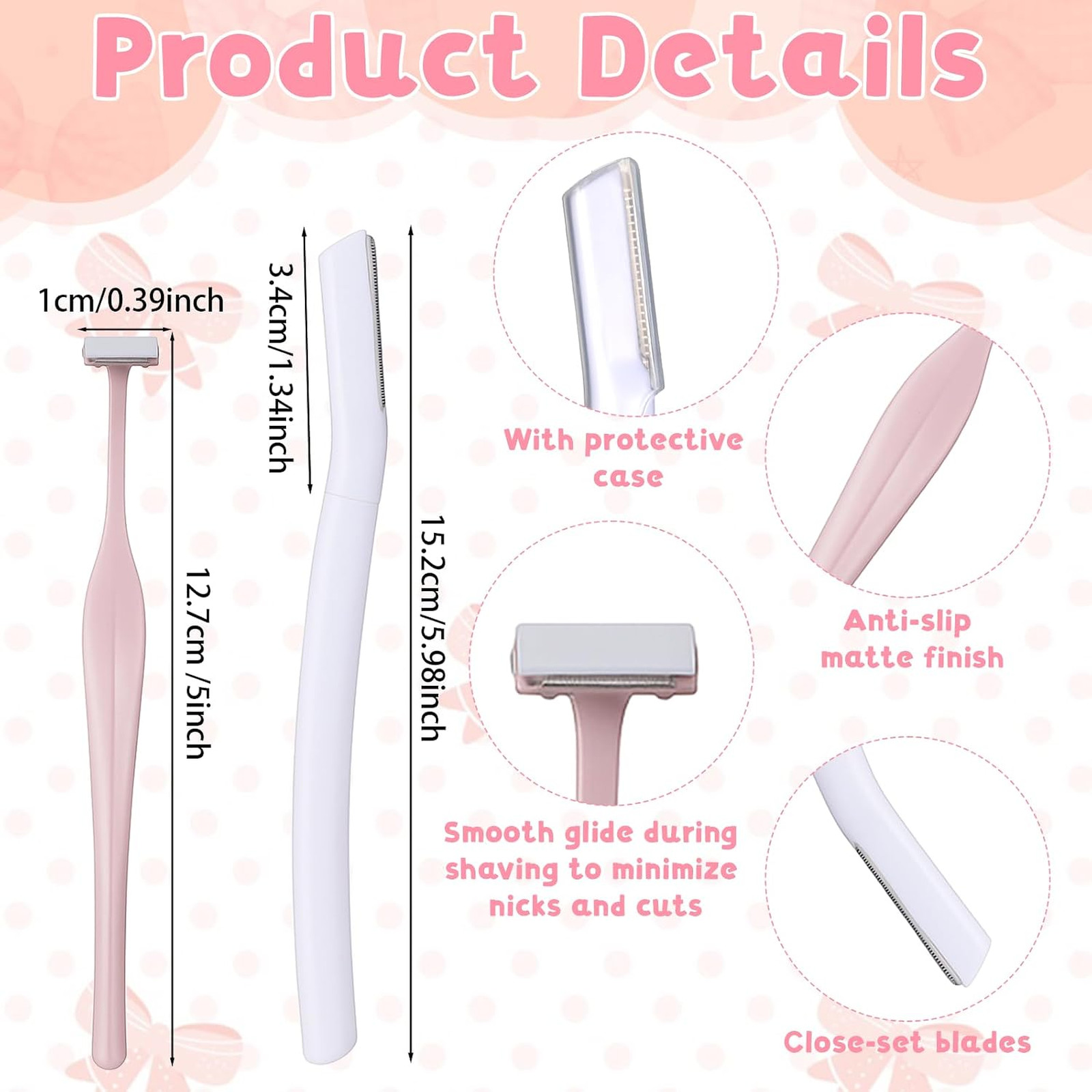 Eyebrow Razor Set Stainless Steel Dermaplaning Tool for Face and Face Fuzz for