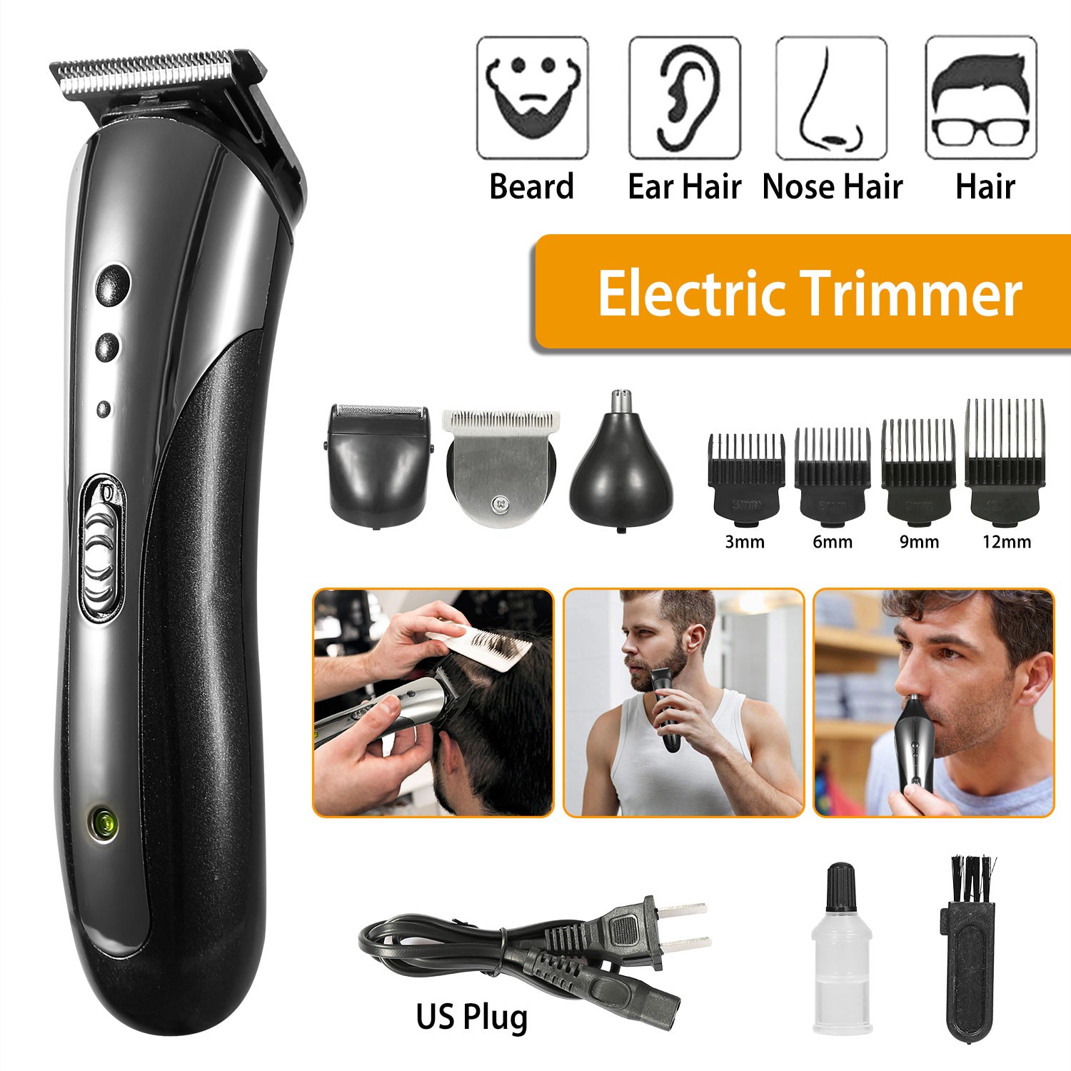 Beard Trimmer for Men Waterproof Electric Razor for Nose Body Face & Mustache