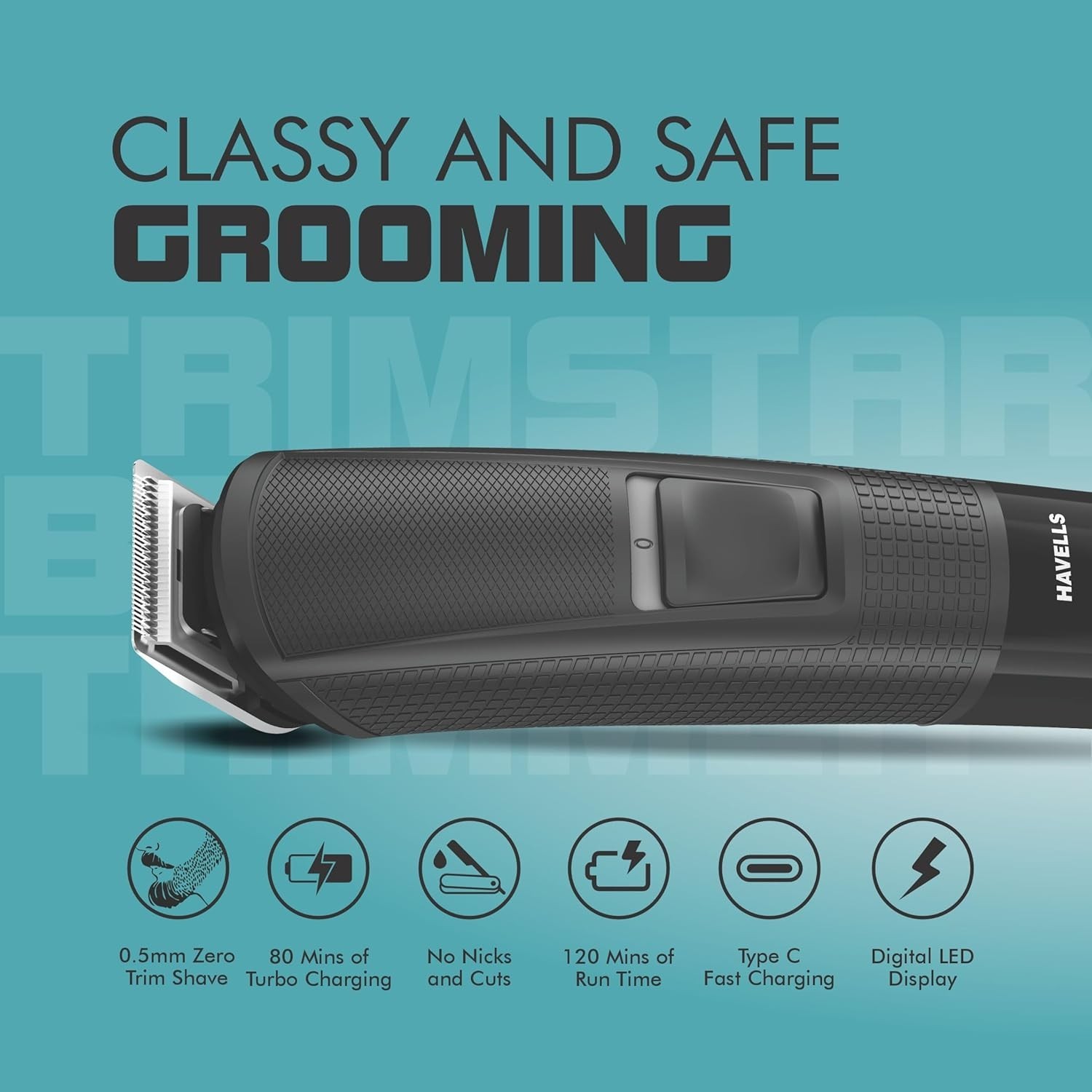HAVELLS BEARD TRIMMER, BT4441, BLACK