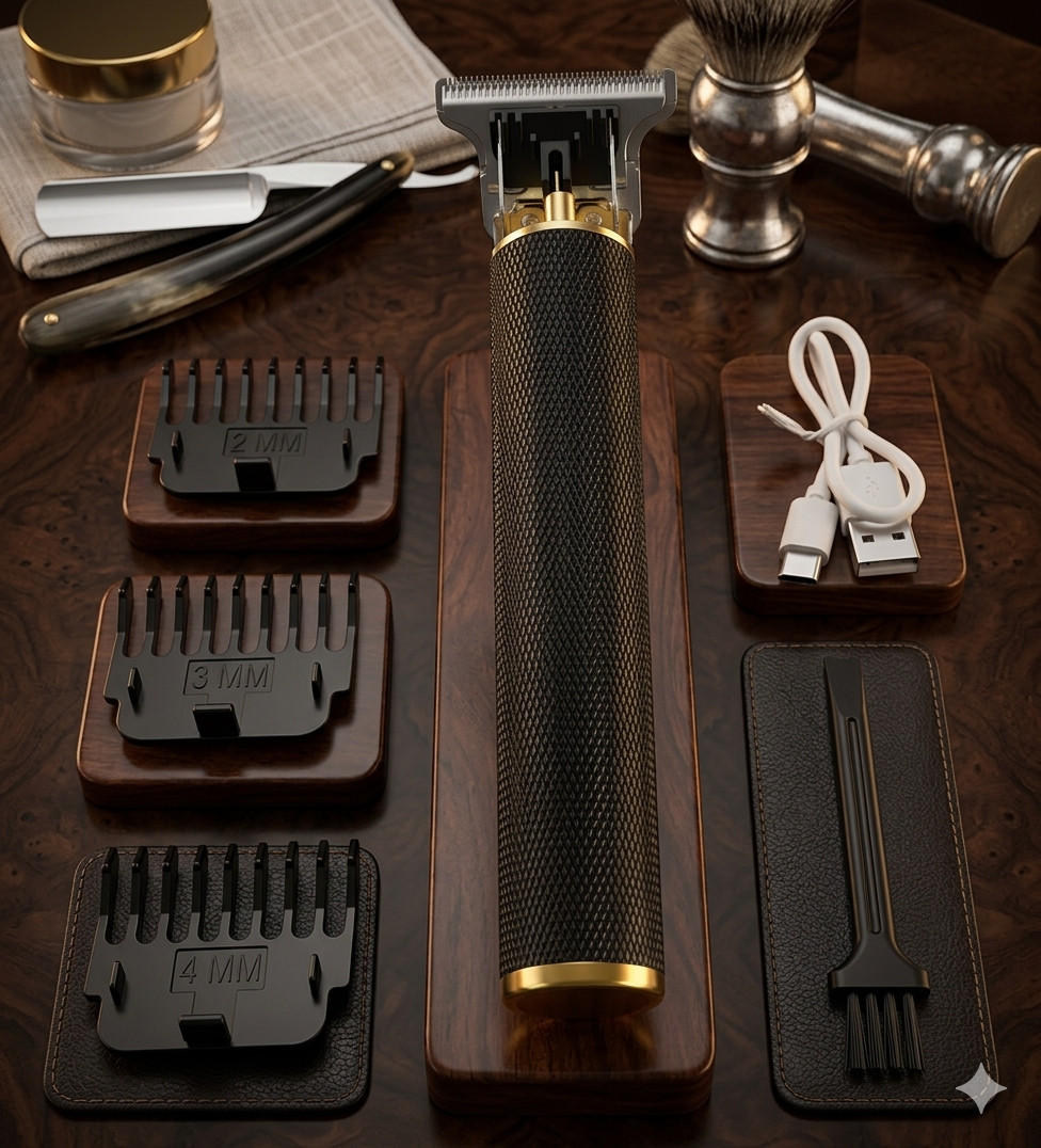 Vintage T9 Barbeador Black Gold Beard Hair Trimmer Cutter Machine