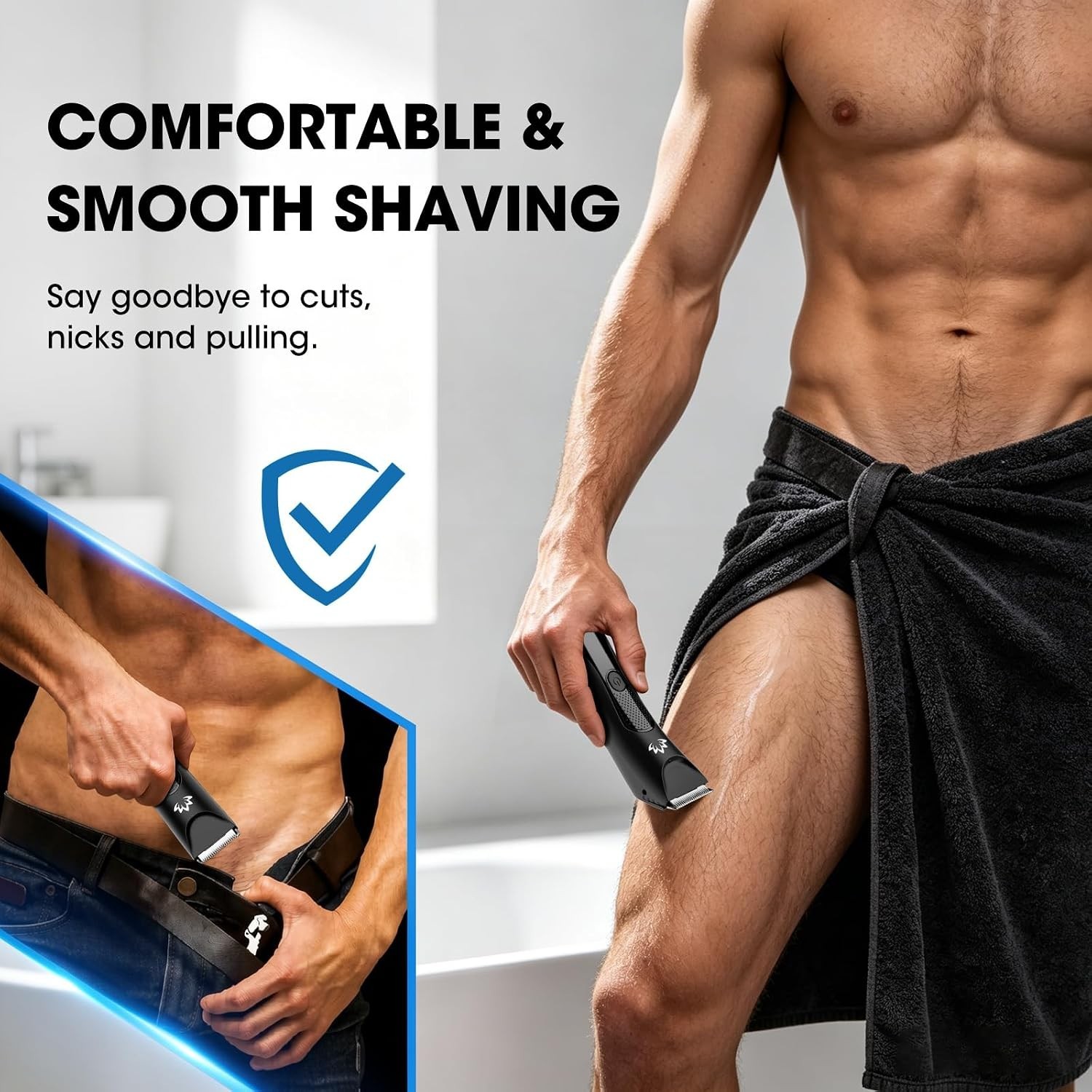 Manscape Body & Pubic Hair Trimmer for Men, Groin & Ball Trimmer Men, Electri…