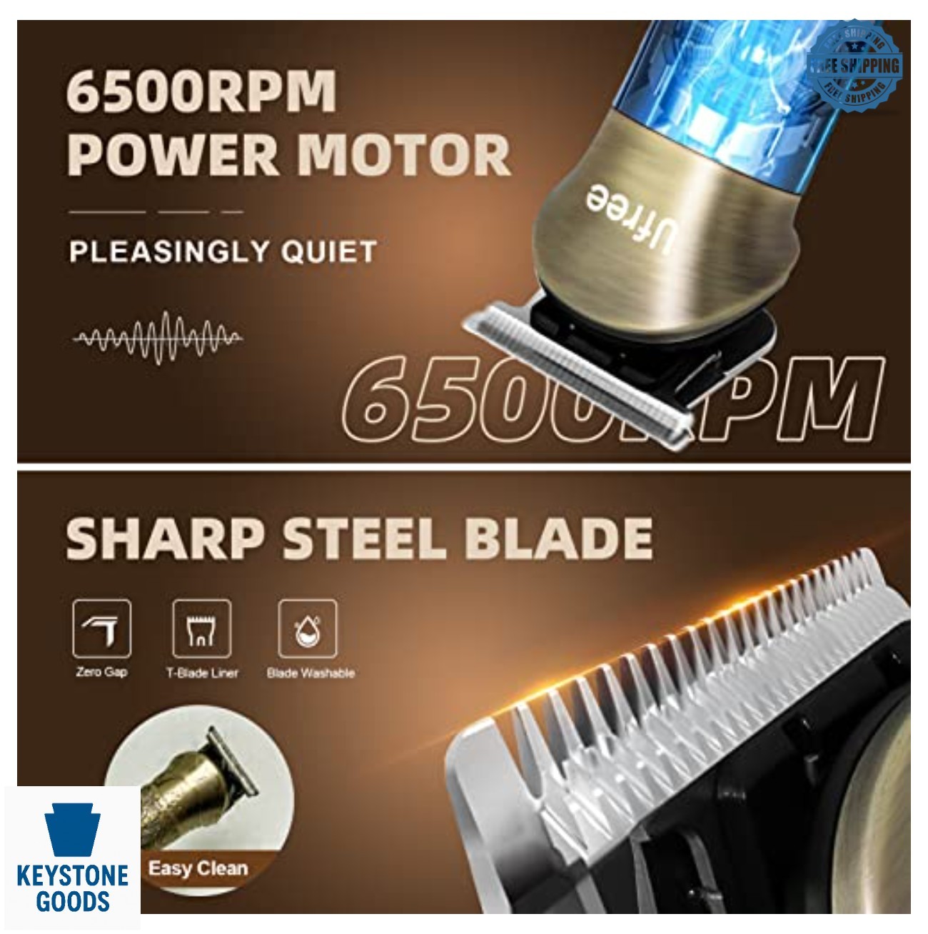 Beard Trimmer Men Grooming Kit Electric Shaver 7 Heads 10 Combs Titanium Blades