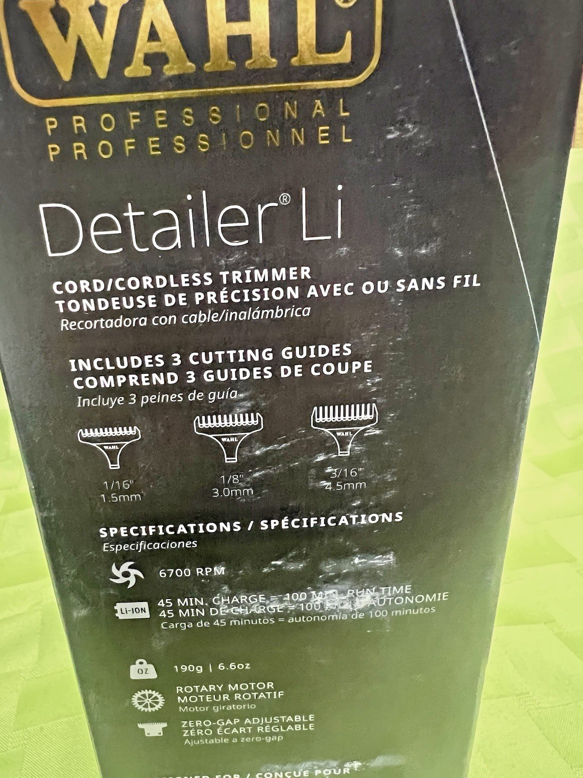 WAHL CORDLESS DETAILER LI EXTREMELY CLOSE T-WIDE BLADE 100 MIN RUN TIME # 08171