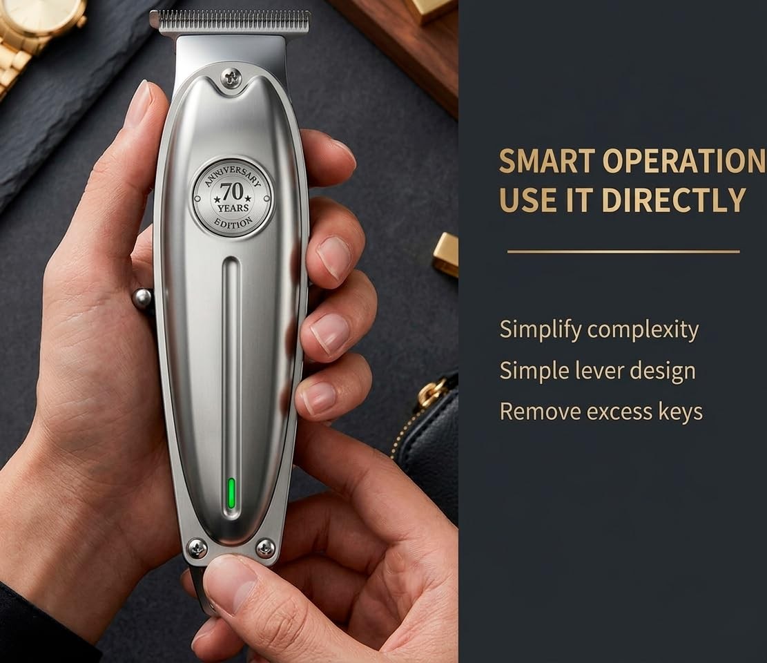 Steel ONE Trimmer Professional Hair Clippers for Men Silver Zero Gap Electric…