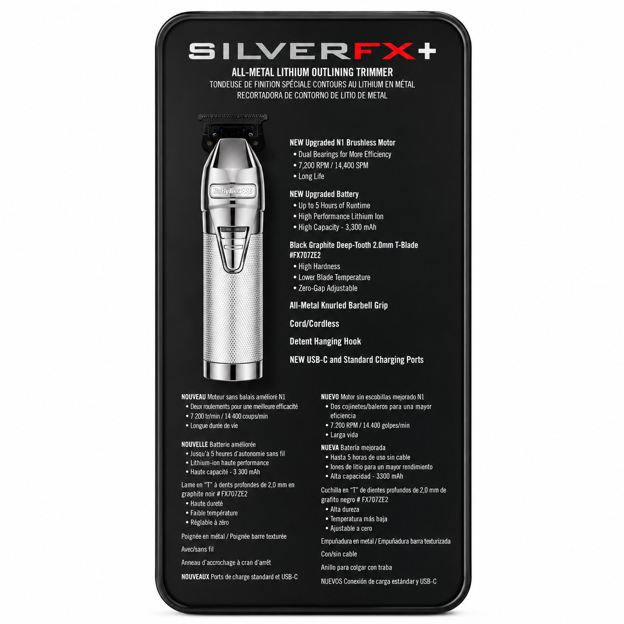 SilverFX Outlining Cordless Trimmer All-Metal Precision Detail Trimmer FX787NS