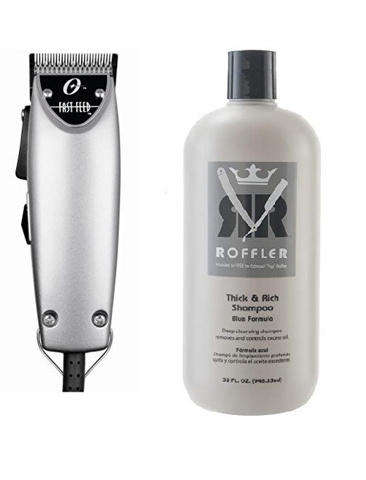 New Package Combo Deal Silver Fast Feed Clipper And Roffler Blue Shampoo 32oz