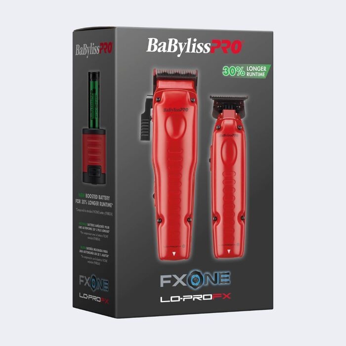 BaByliss Pro FXONE LO-PRO RED Clipper, Trimmer + Boost Battery & Charging Base