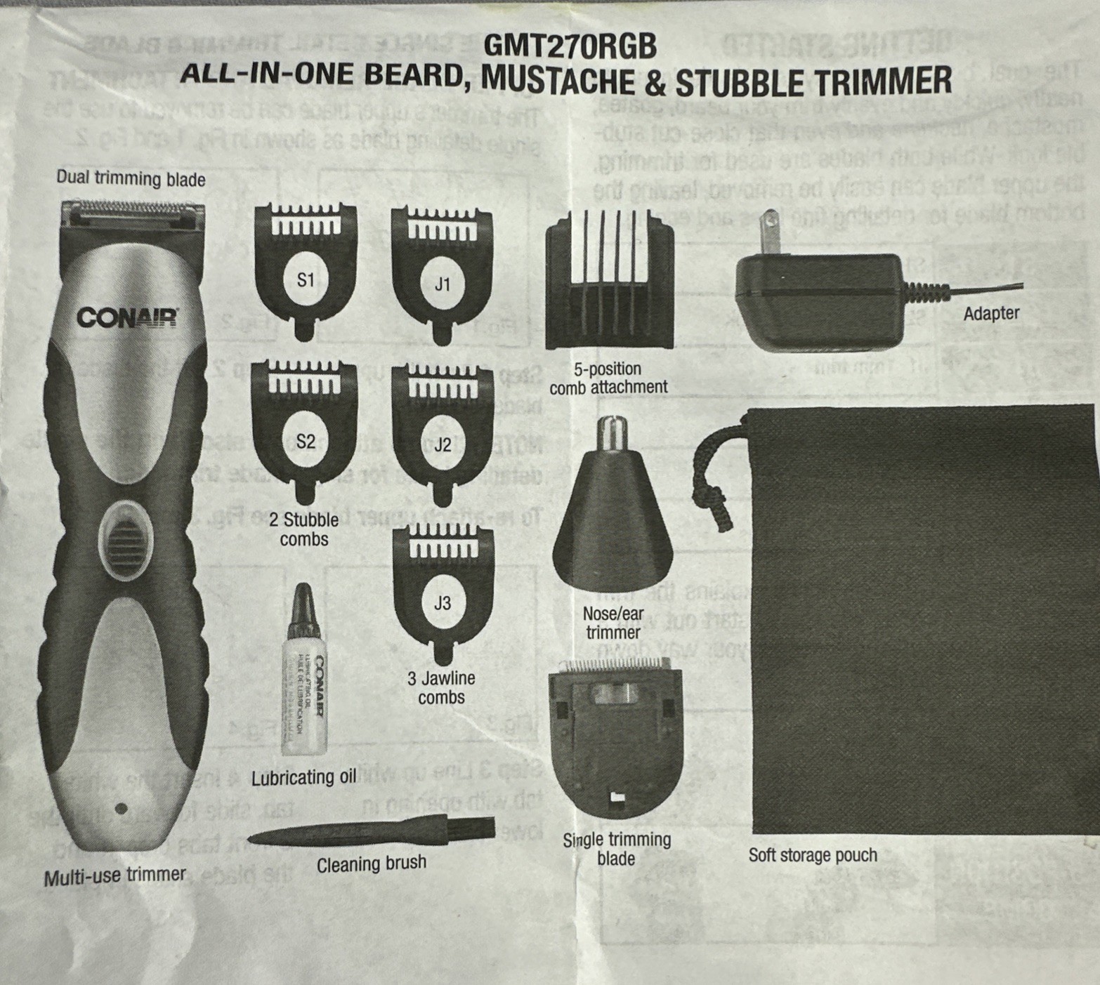 Conair GMT27ORGB (6 PC Accessories Only) For All-In-One Beard, Mustache Trimmer