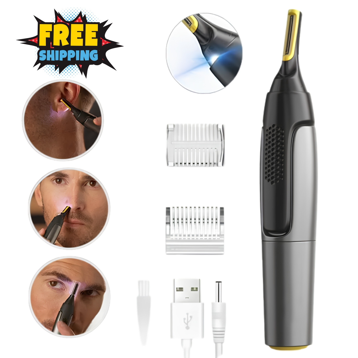 Men Electric Ear Beard Nose Hair Trimmer Eyebrow Mustache Remover Shaver Clipper