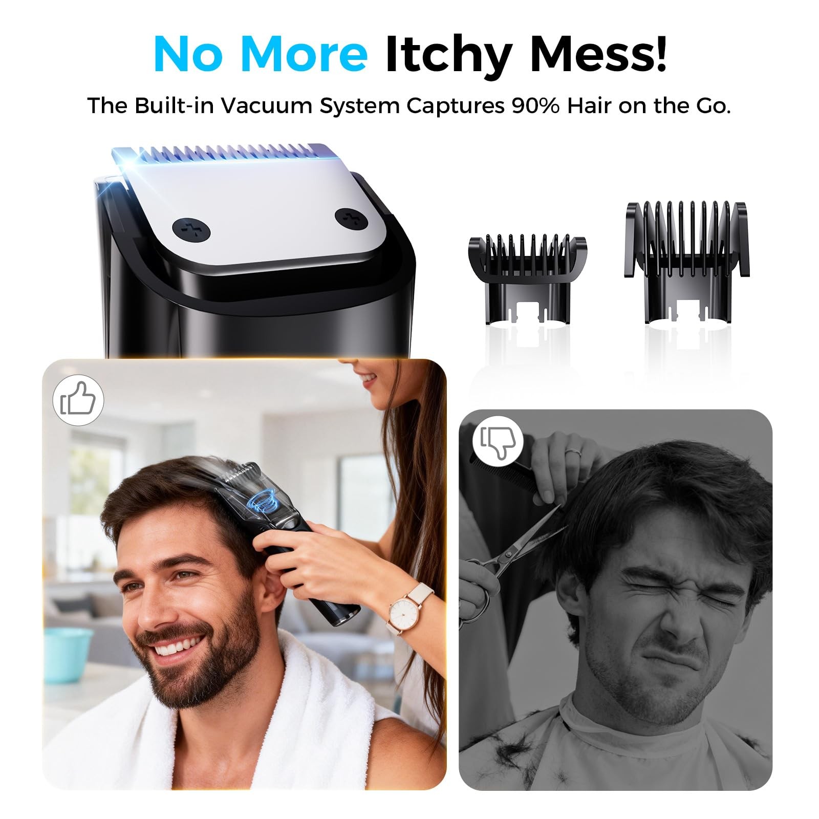 Professional Hair Clipper with Built-in Vacuum Suction Self-Cleaning, No Mess…