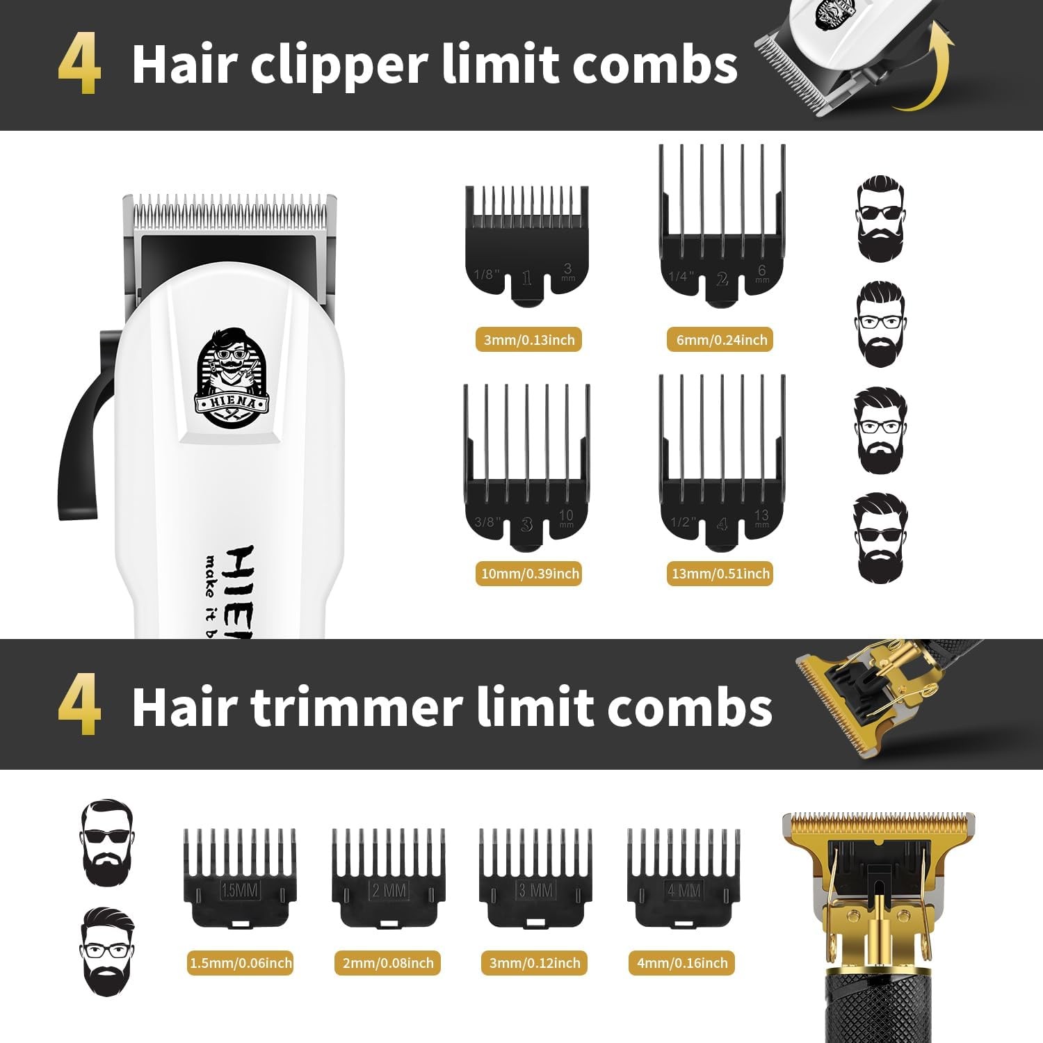 PRO Hair Clippers for Men, 3-in-1 Cordless Barber Kit