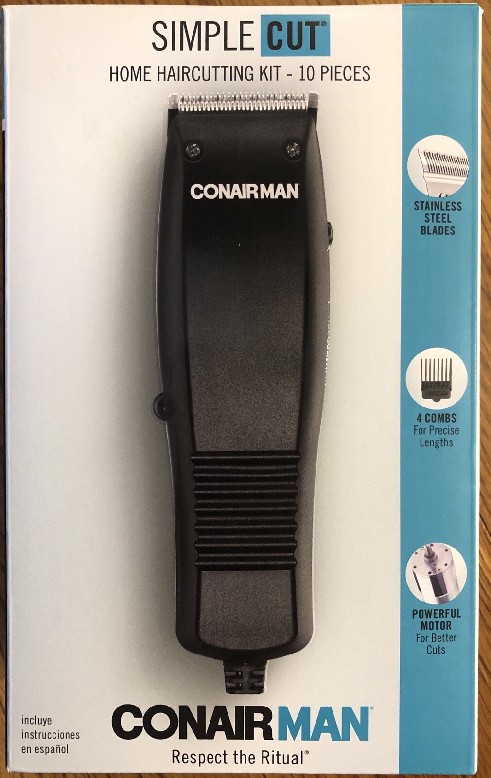 Brand New In Box Conair Man Simple Cut 10 Piece Home Haircutting Kit Clippers