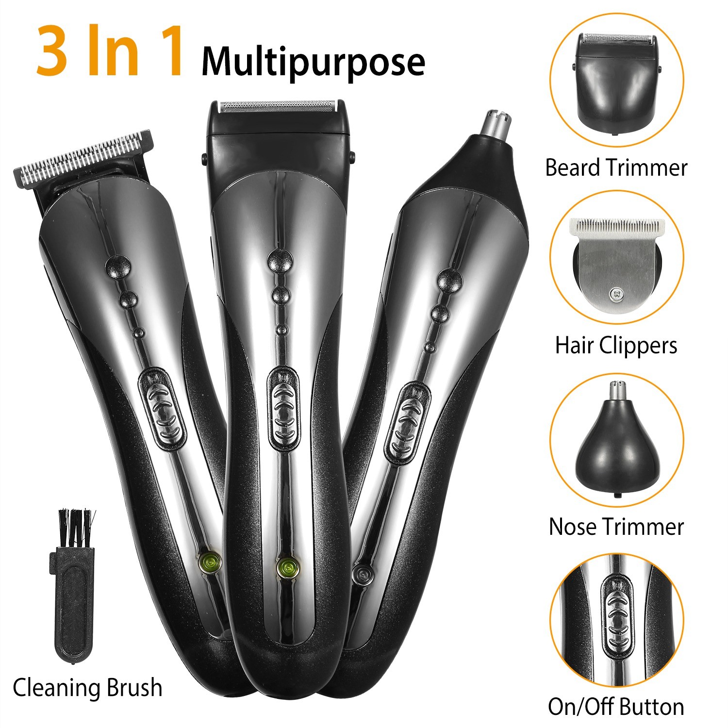 Beard Trimmer for Men Waterproof Electric Razor for Nose Body Face & Mustache