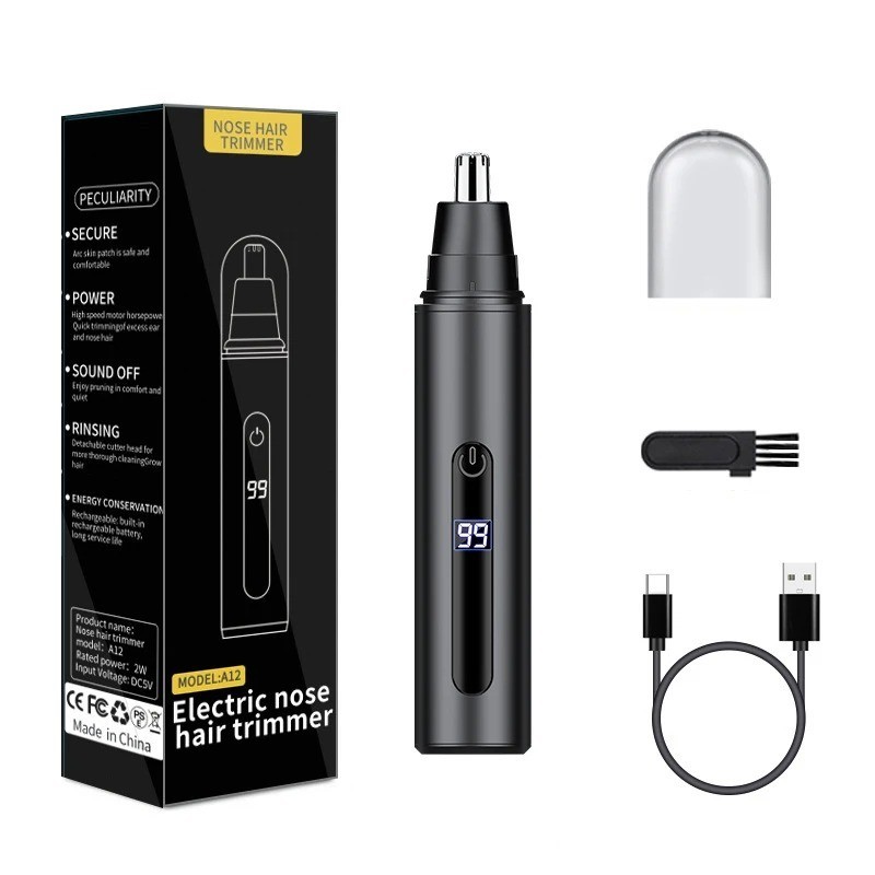 Ear and Nose Hair Trimmer with LED indicator USB Rechargeable Water Resistant