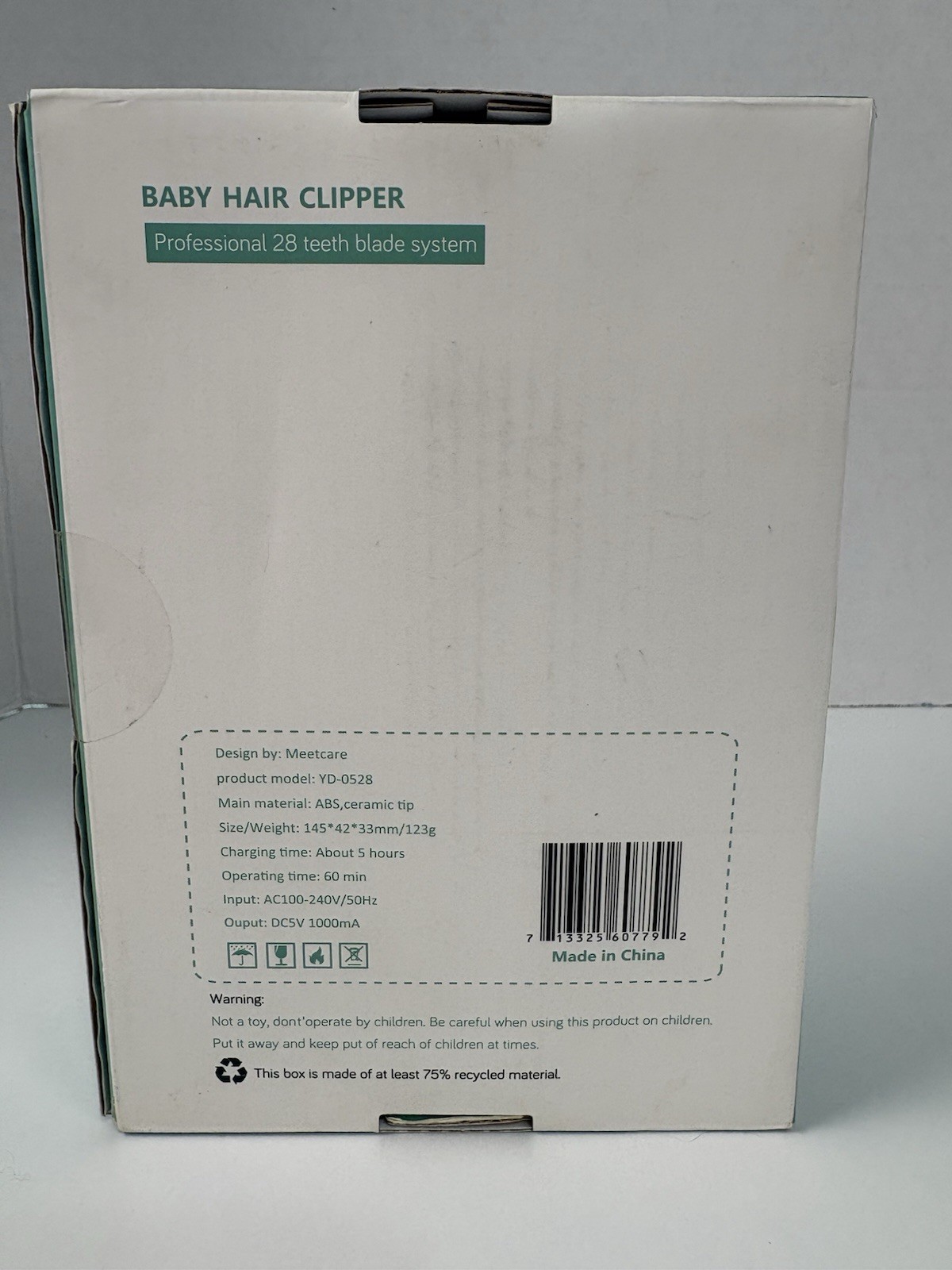 Meetcare Baby Hair Clipper Professional 28 Teeth Blade System New In Box