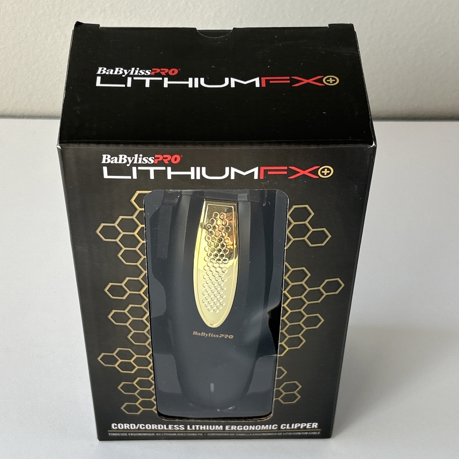 BaBylissPRO LithiumFX+ Cord/Cordless Black Gold Ergonomic Clipper FX673NS