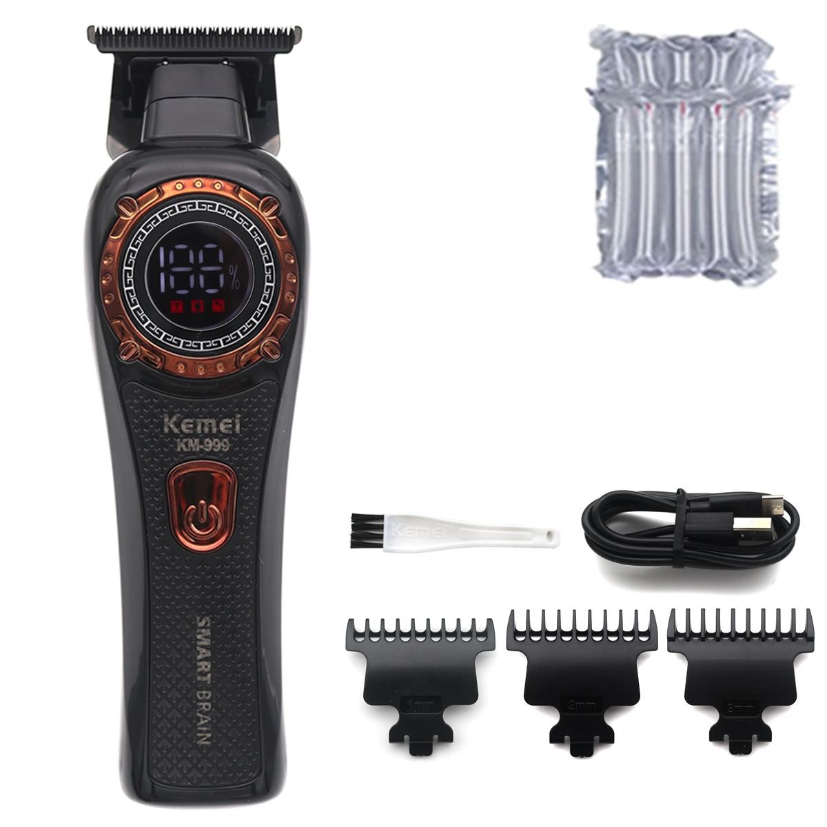 Kemei KM-999 DLC T-Blade Zero Gapped Cordless USB Professional Hair Trimmer
