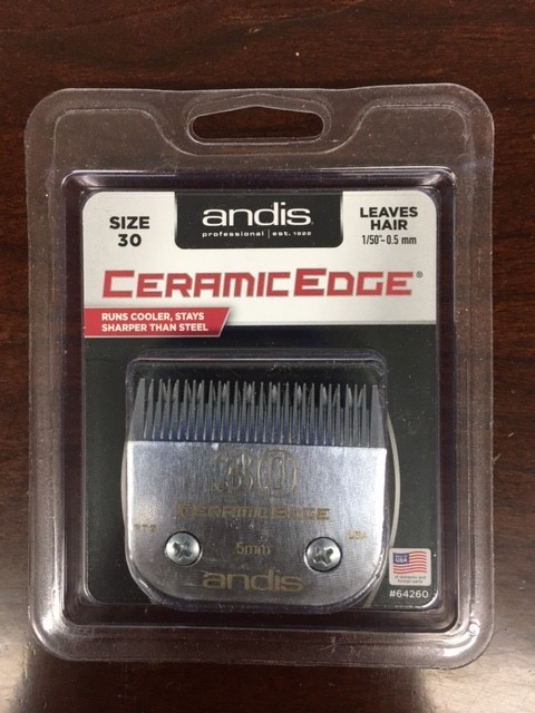 Andis CeramicEdge Size 30 Blade 64260 Leaves Hair 0.5mm 1/50th”