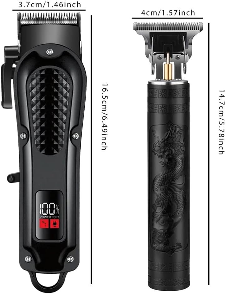 LCD Cordless Hair Clippers for Men, Beard Trimmer & Hair Cutting Kit | 8 Guide C