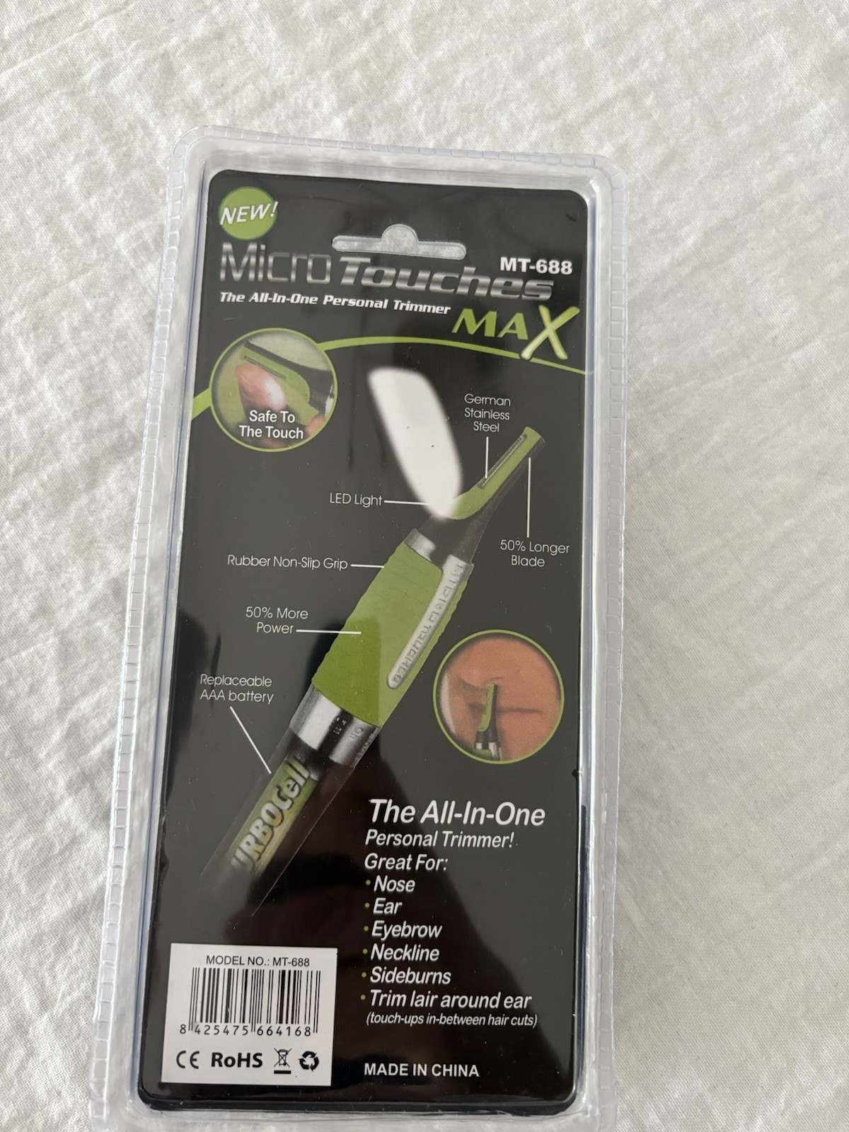Micro Touch Max All In One Personal Hair Trimmer w/LED Light For Nose Ears Neck