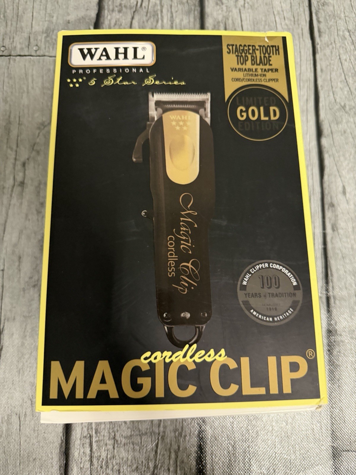 Wahl 5 Star Limited Edition Gold Cordless Magic Clip, Black, Model 8148-100