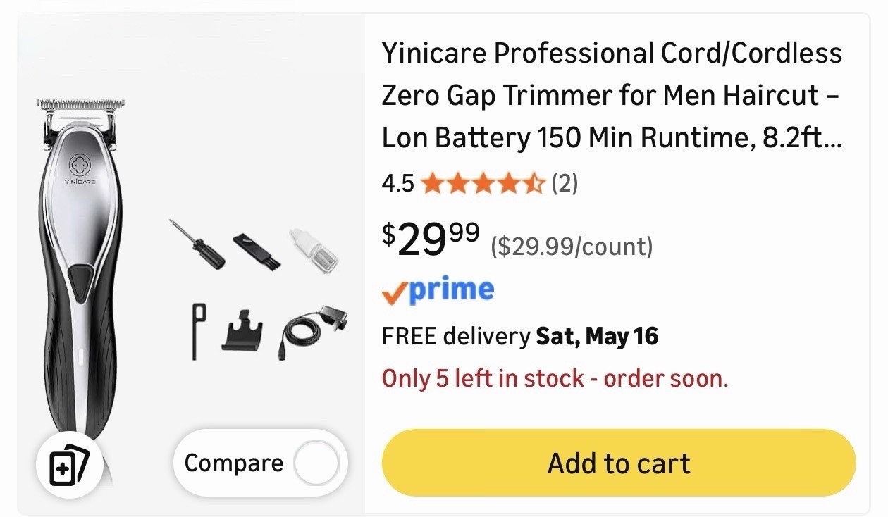 TPOB PLAY TRIMMER ALTRNV: MADESHOW USA NEW BRAND YINICARE AMAZON $29.99 QUIET
