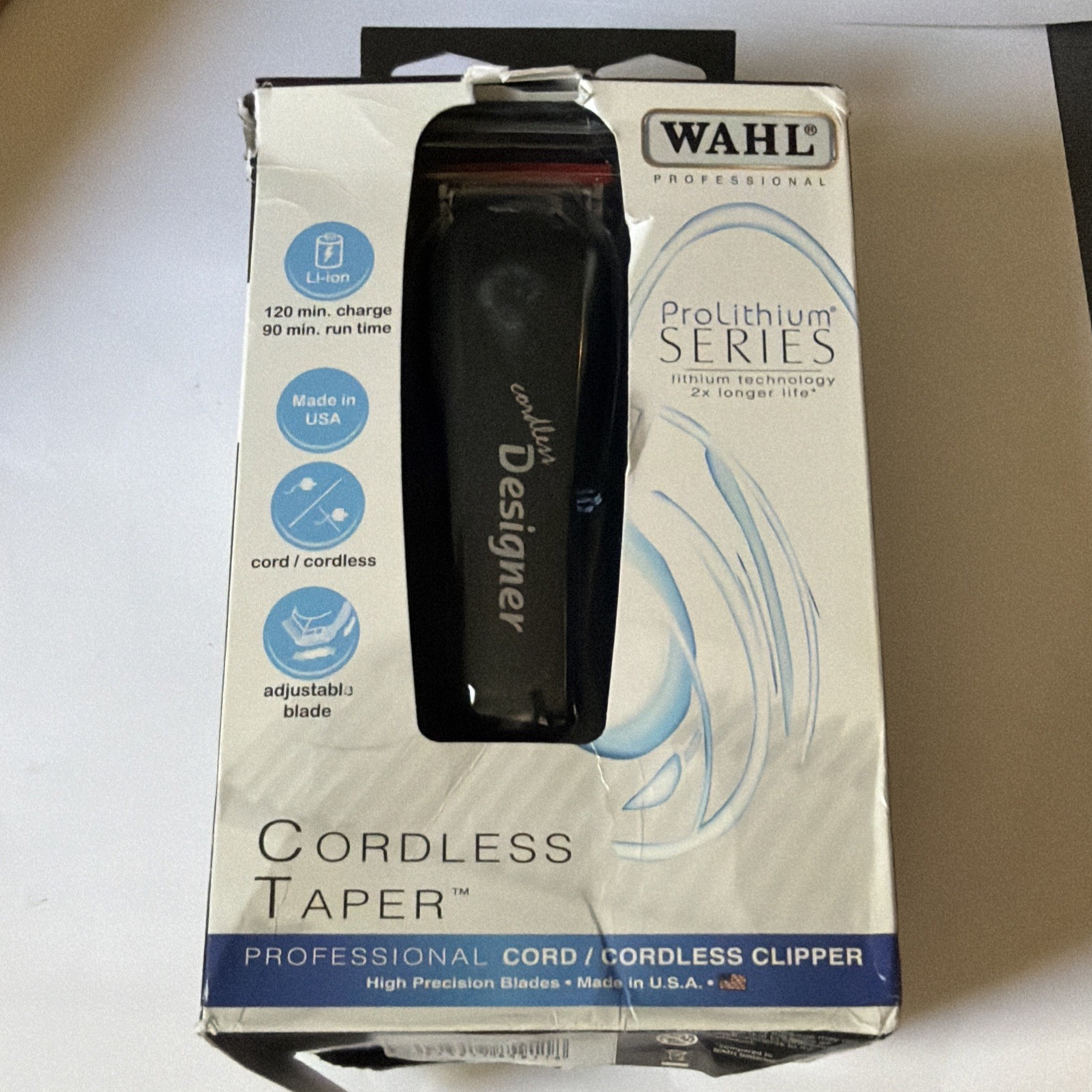 Wahl Cordless Designer Clipper Black 90 Minutes Run Time Includes 4 Guides 8591