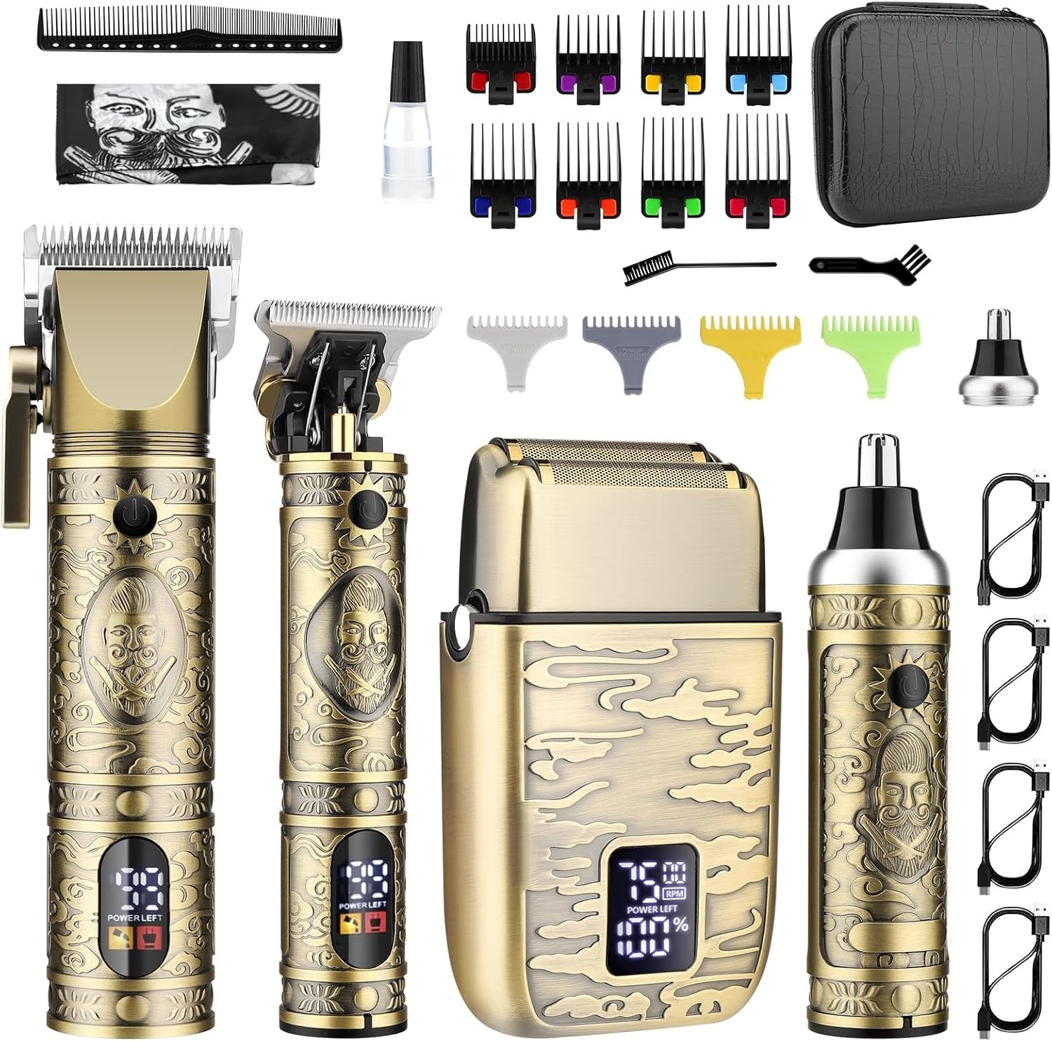 10 All in One Men’s Grooming Set with Clipper Trimmer and Multiple Accessories