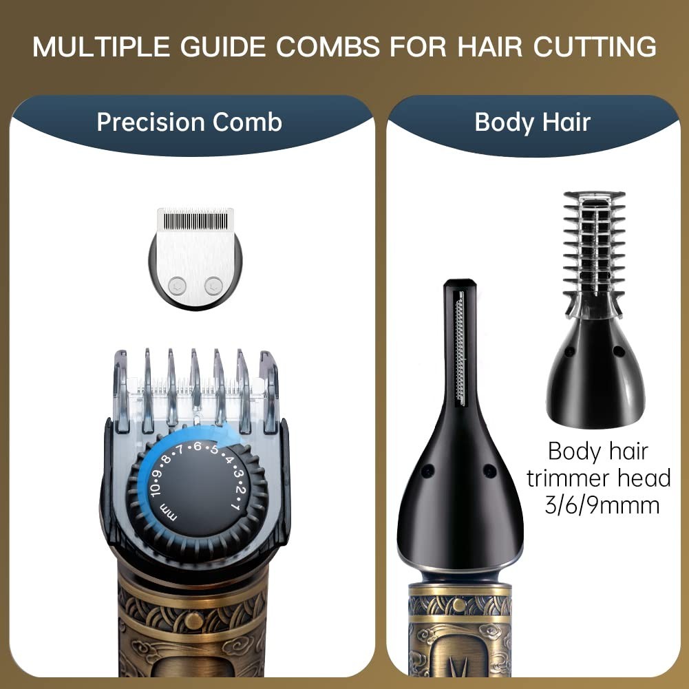 7-in-1 Beard Trimmer Kit, Cordless Hair Clipper, T-Blade Electric Shaver & Groom