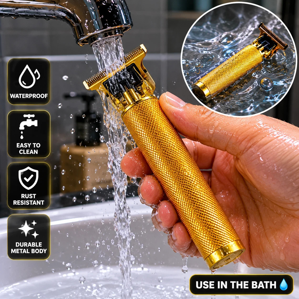 Vintage T9 Barbeador Gold Beard Hair Trimmer Cutter Machine for Men