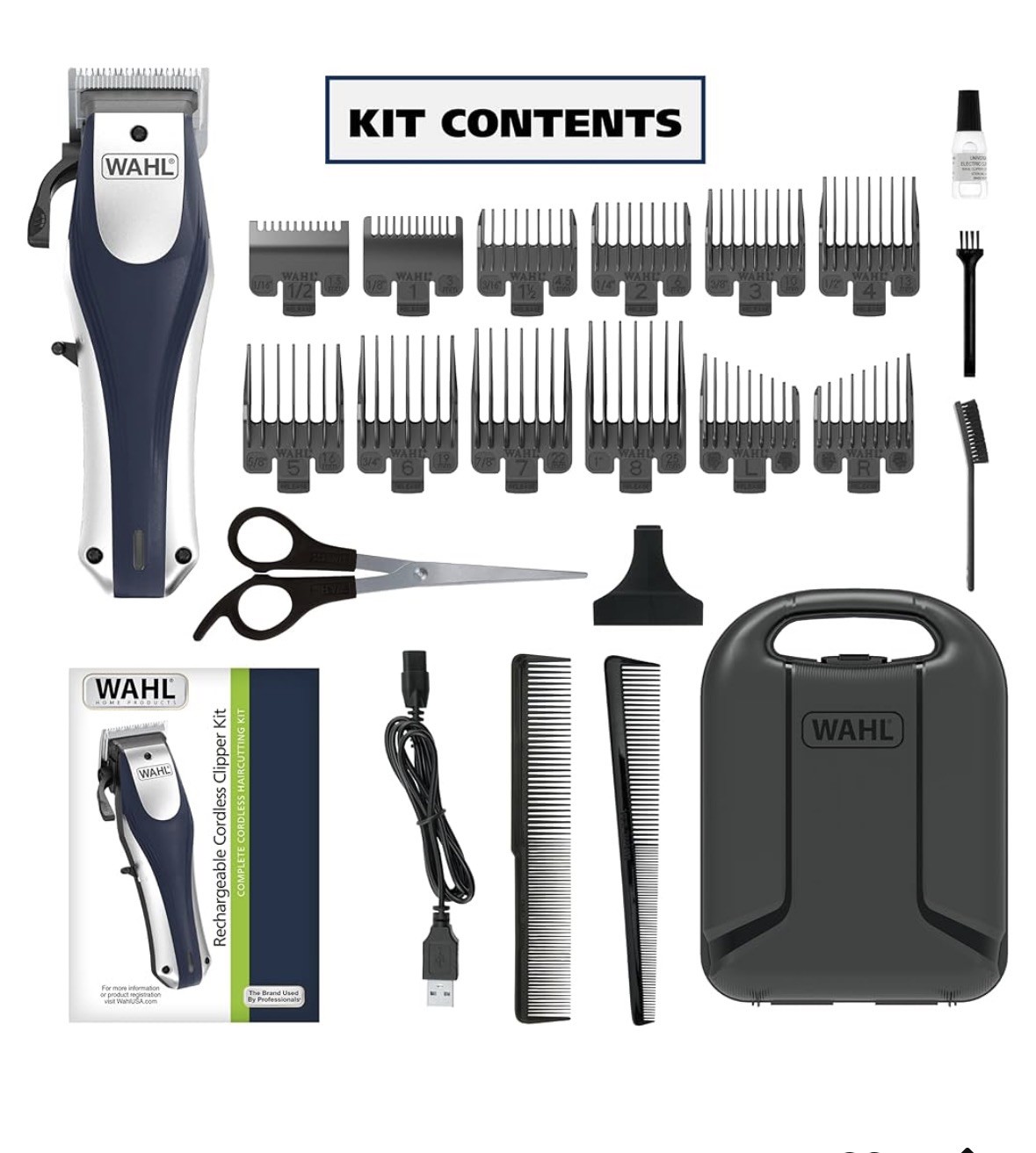 Wahl Lithium Ion Pro Rechargeable Cordless Hair Clippers for Home Haircuts