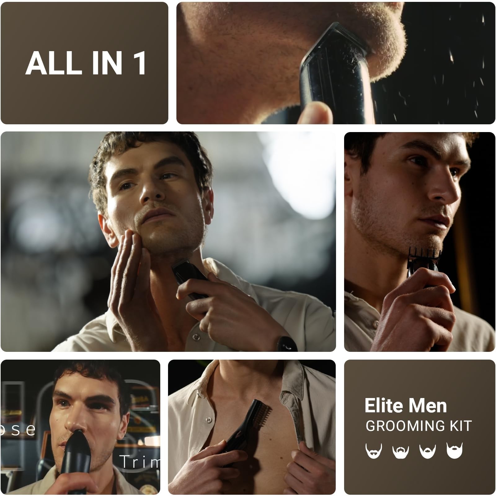 12-in-1 Rechargeable Beard Trimmer & Hair Clippers | Waterproof, Turbo Speed, 6