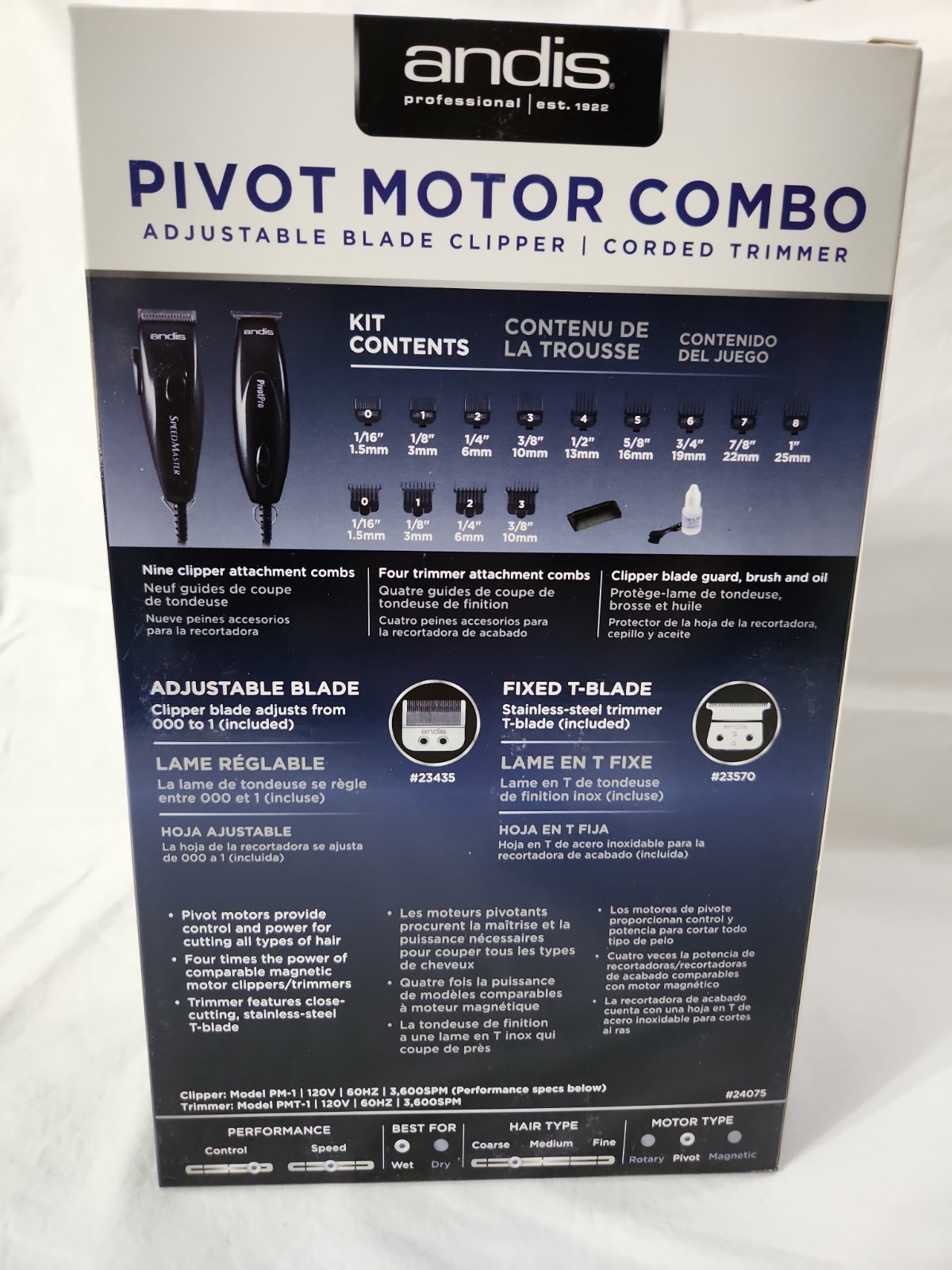 Andis Pivot Motor Combo Adjustable Blade Clippers New In Box