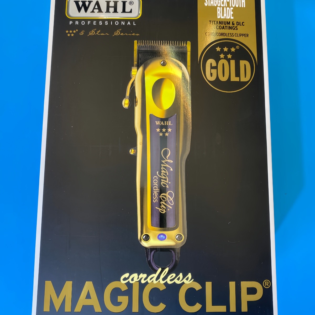 Wahl Professional 5 Star Cordless GOLD MAGIC CLIP Clipper w/ Stand 8148-700